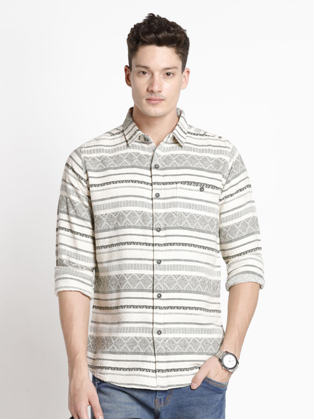 ODCC Men Horizontal Stripes Original Cotton Shirt