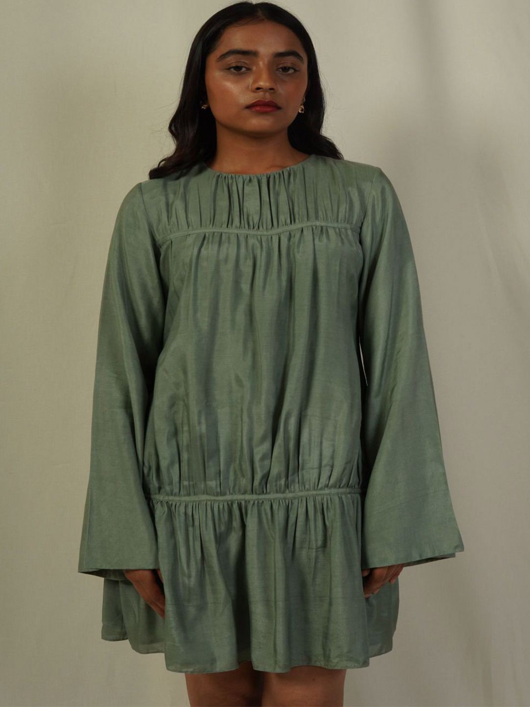 Hemis Women Cotton Flared Sleeve Drop-Waist Dress