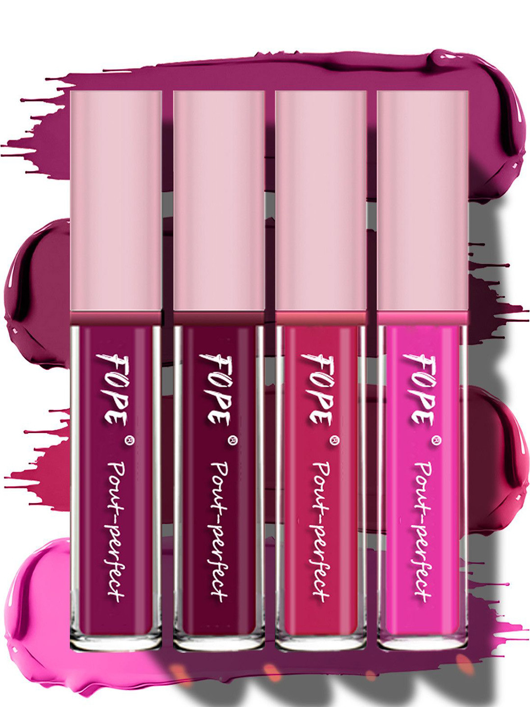 FOPE Pout Perfect Set Of 4 Long Lasting Matte Liquid Lipstick - 4ml Each -01-08-09-11