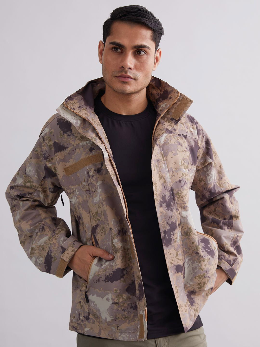 MOUNTMILLER Men's Camouflage Graph Airshell Hooded Tactical Wind Jacket