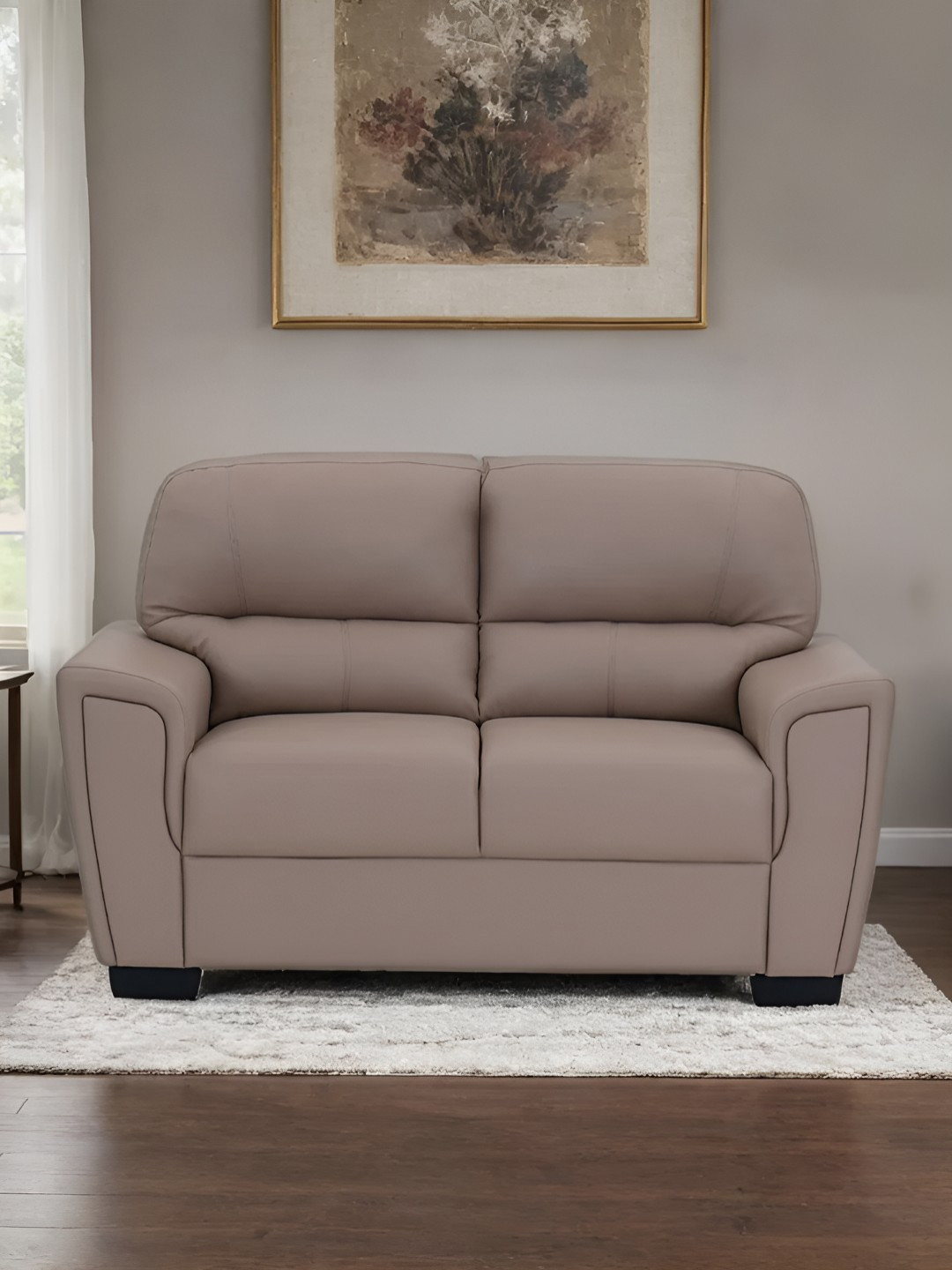 Royaloak Brown Tufted High Back Two Seater Sofa