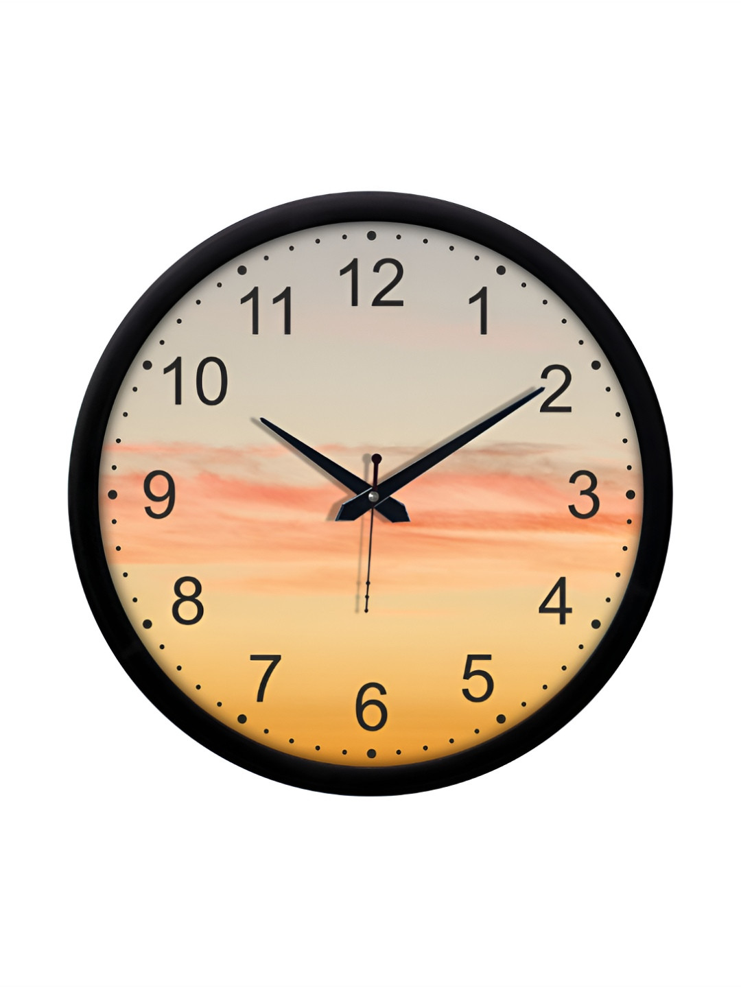 Aura Black & Orange Printed Round Contemporary Modern Wall Clock