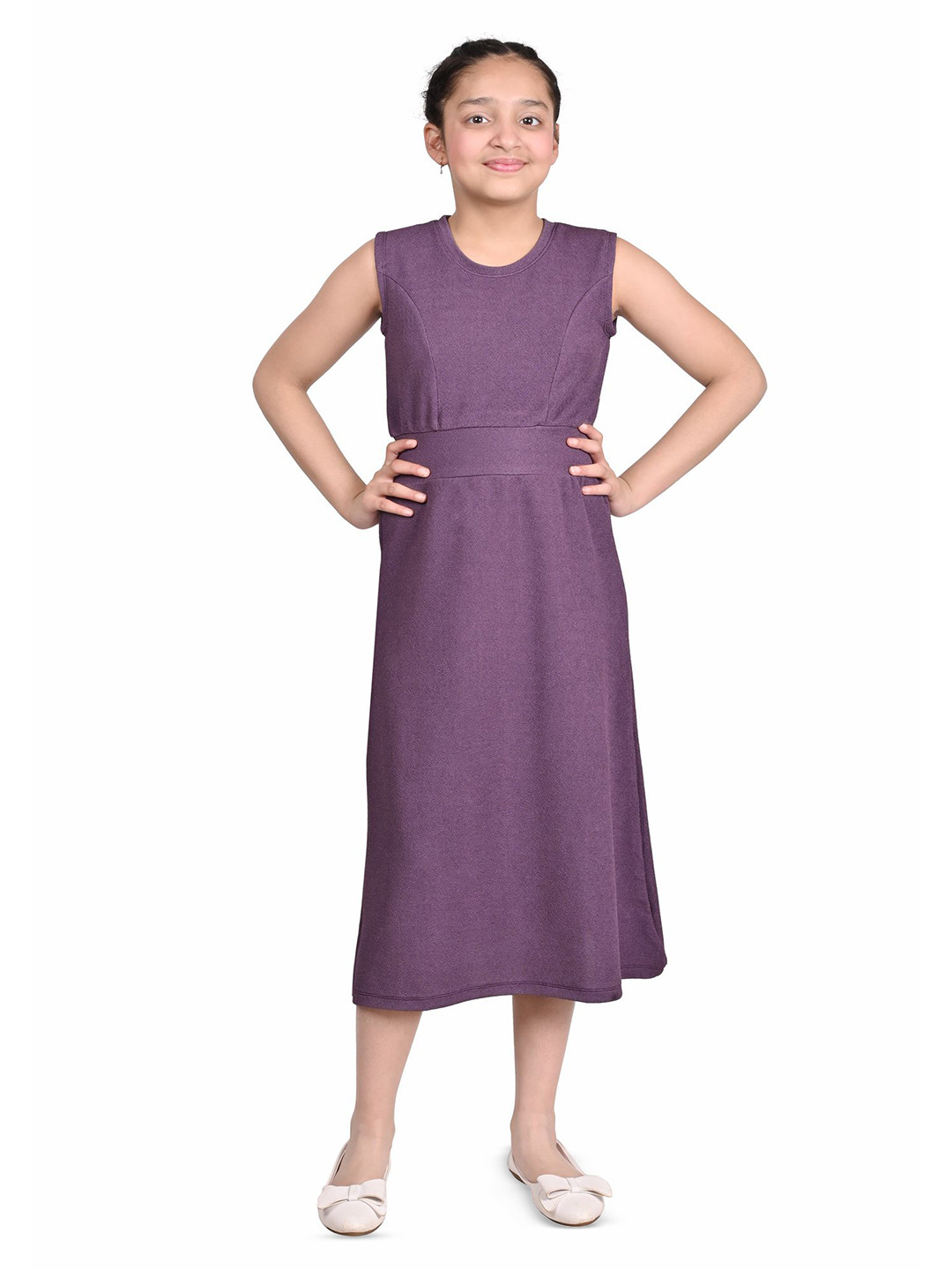 BAESD Gilrs Pack Of-2  Solid Fit & Flare Midi Dress