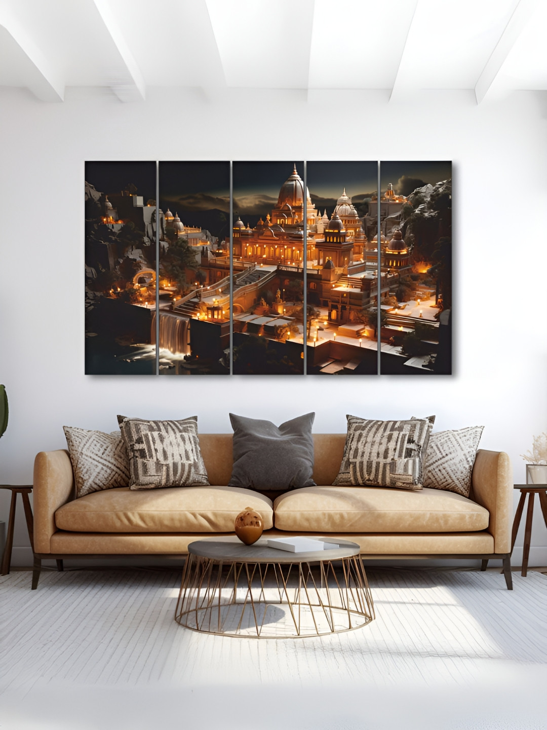 The Castle Decor Wood 5 Piece Wall Rectangle Paintings Wall Art - 26.7 x 47.6 In