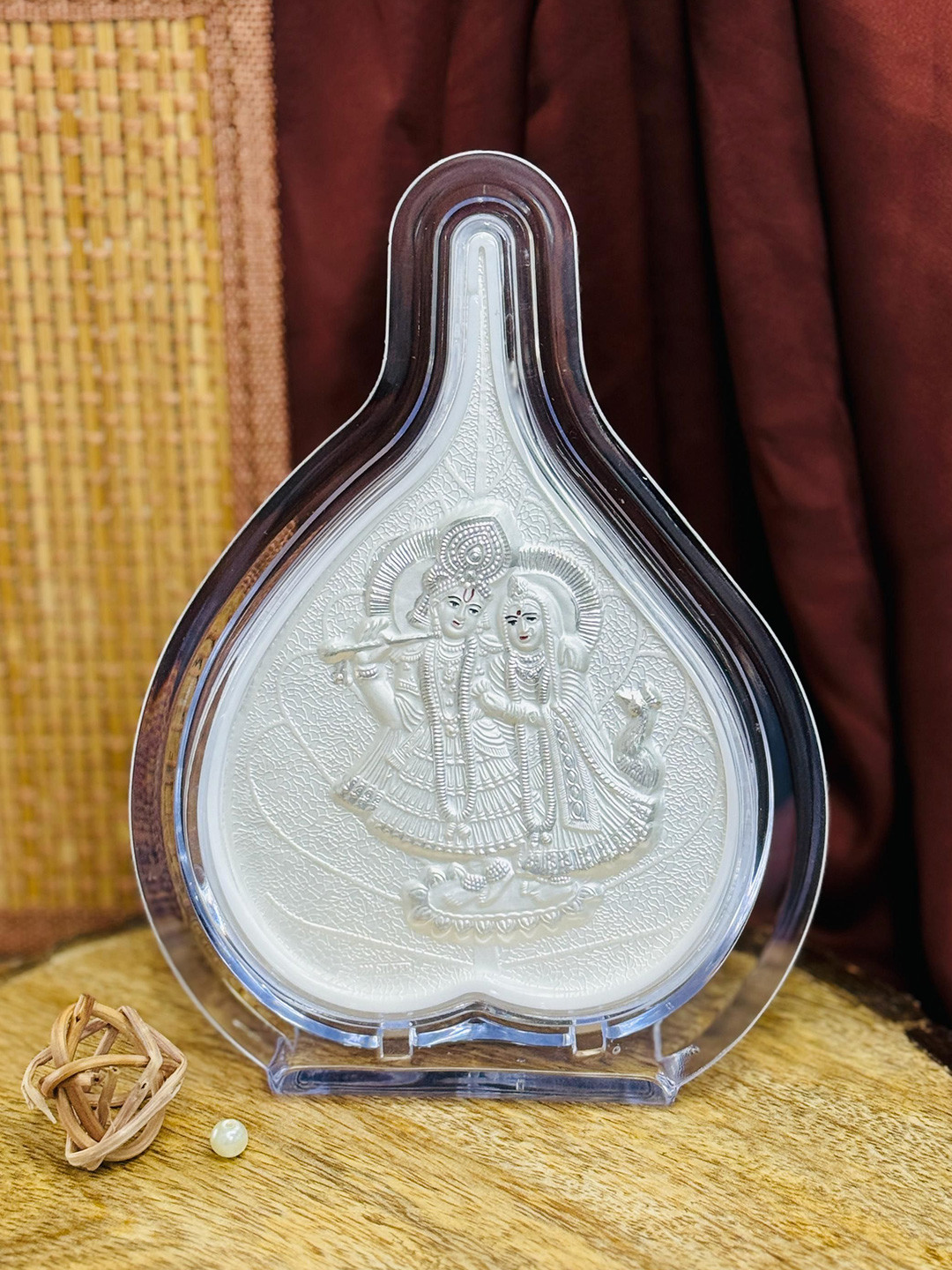 ABDESIGNS Silver Toned & Transparent Radha Krishna Table Photo Frame