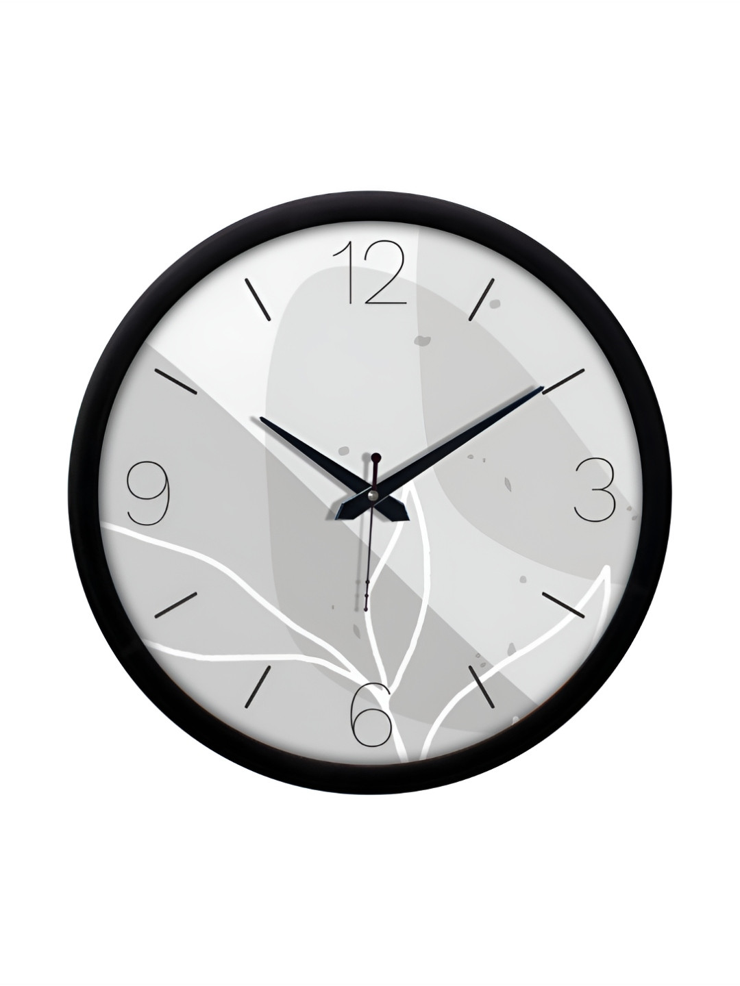 Aura White & Black Printed Round Contemporary Modern Wall Clock