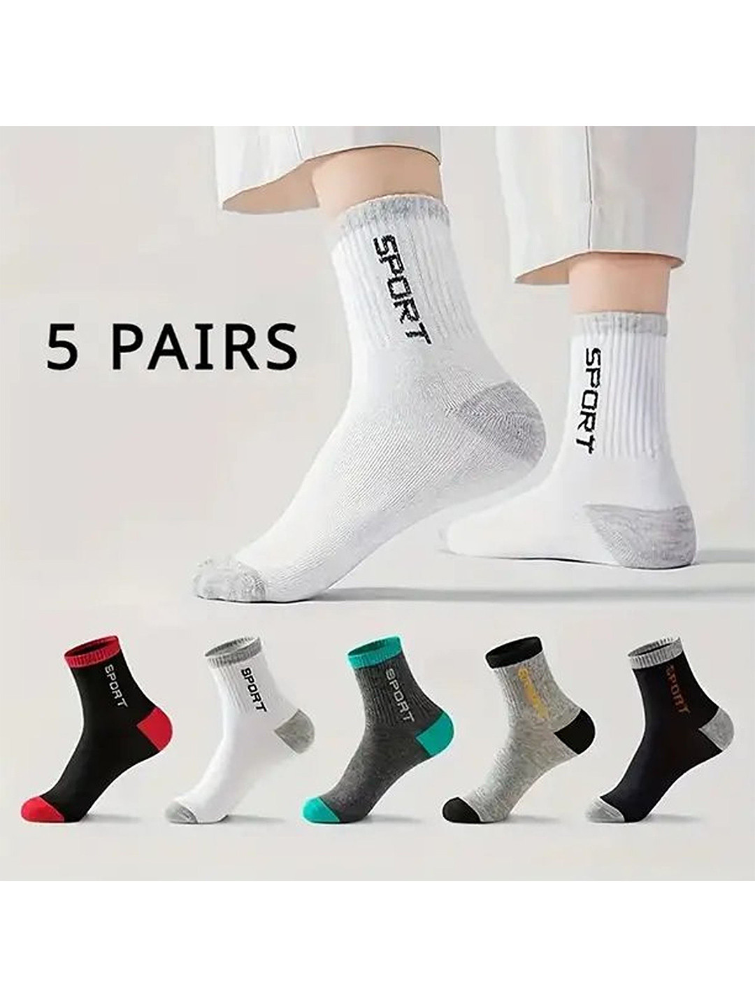 CAVENDERS Men Pack Of 5 Patterned Ankle Length Sports Socks
