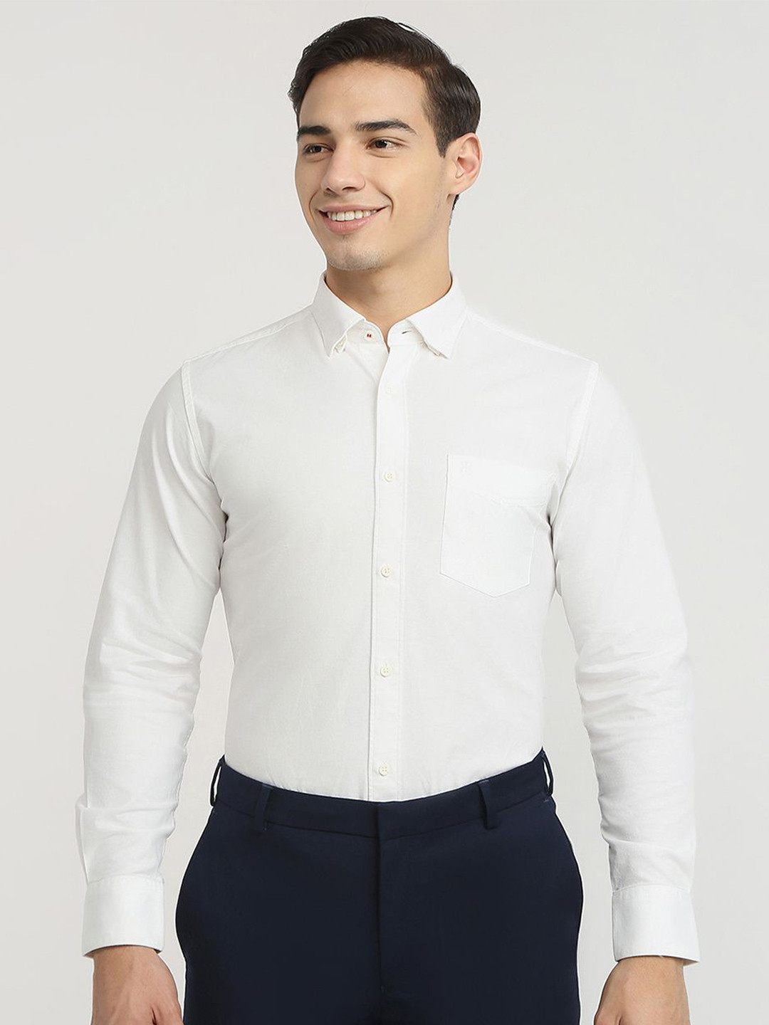 Raymond Chambray Pattern Printed Cutaway Collar Formal Shirt