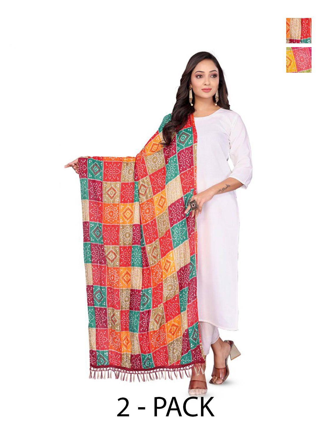 Moda Rapido Selection Of 2 Bandhani Printed Dupattas