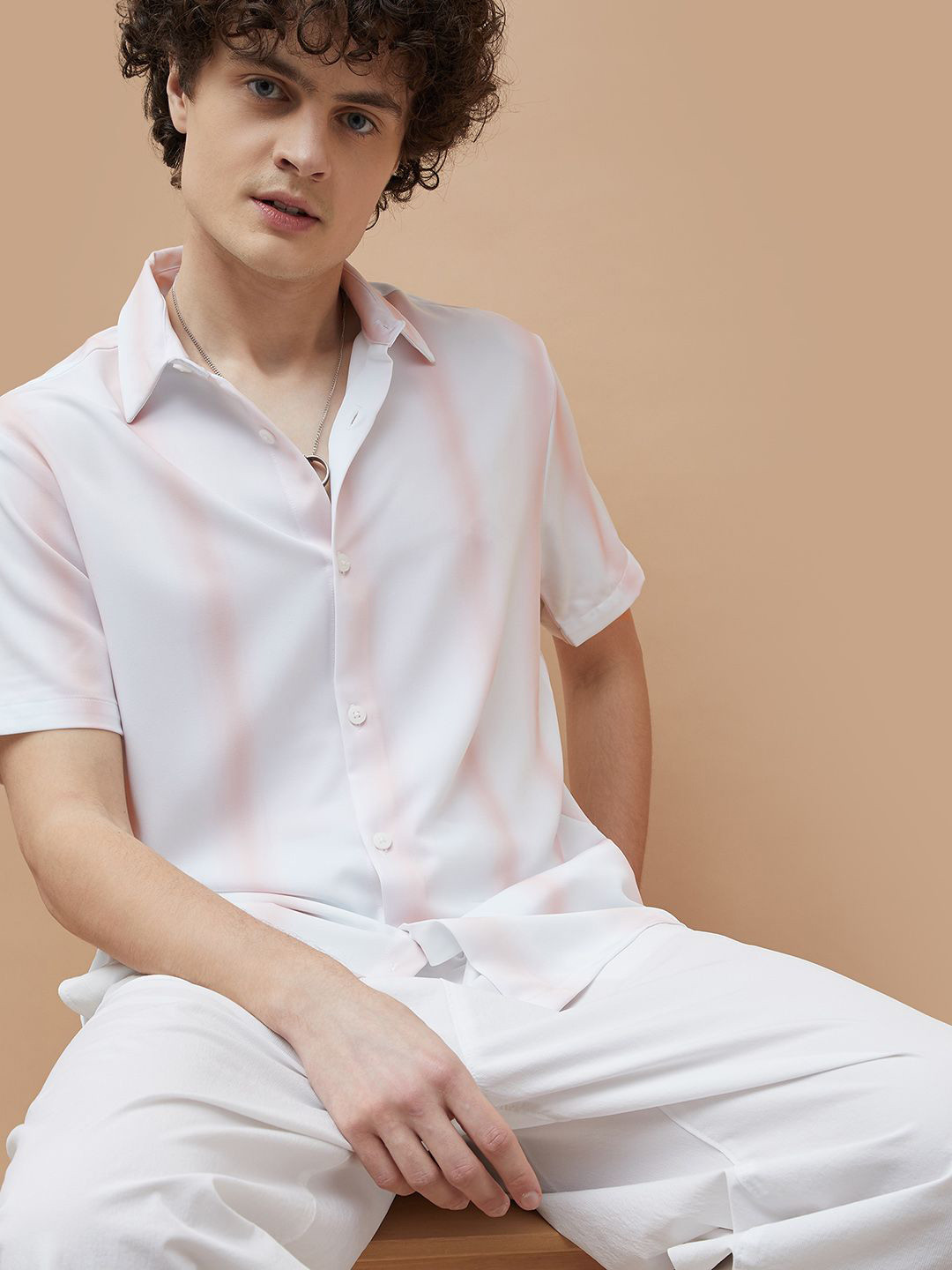 Forca Men Vertical Striped Spread Collar Casual Shirt