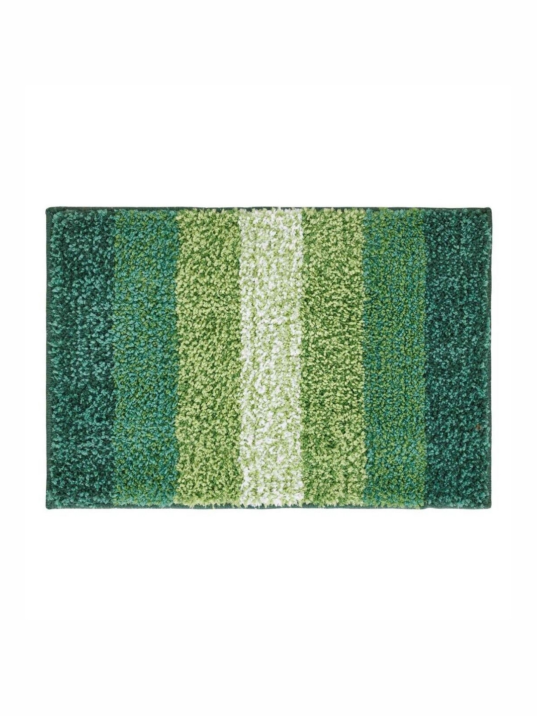 RADECOR Green Striped Soft Fluffy Anti-Skid Bath Mat