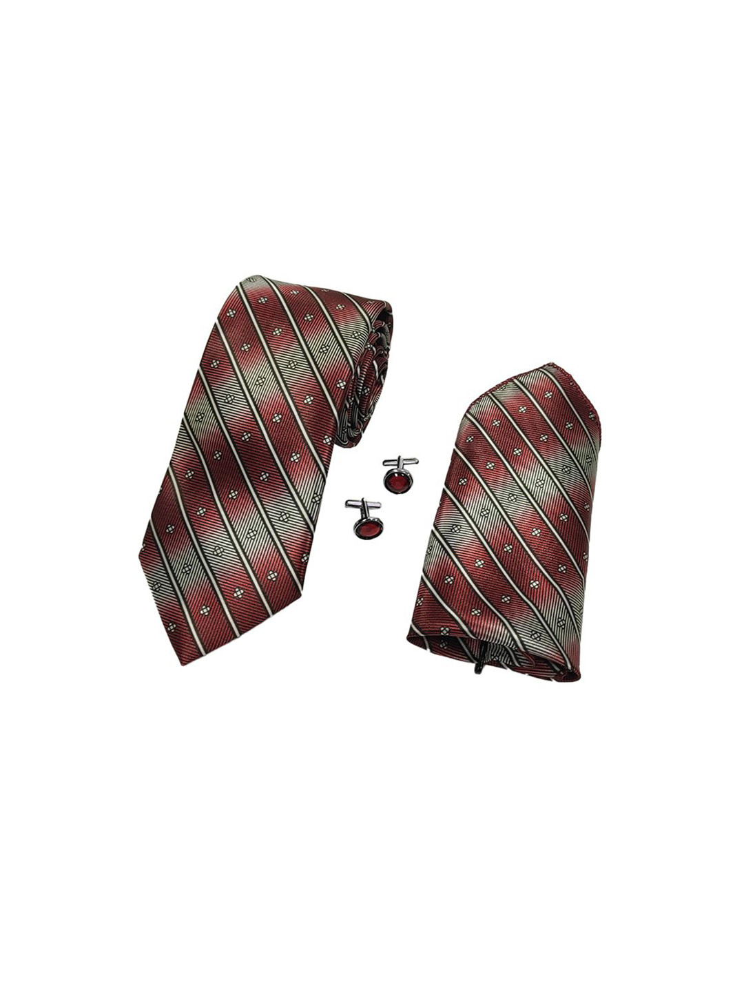 RARE COMBEE GROUP Men Set of 3 Accessory Gift Necktie with Pocket Square & Cufflinks