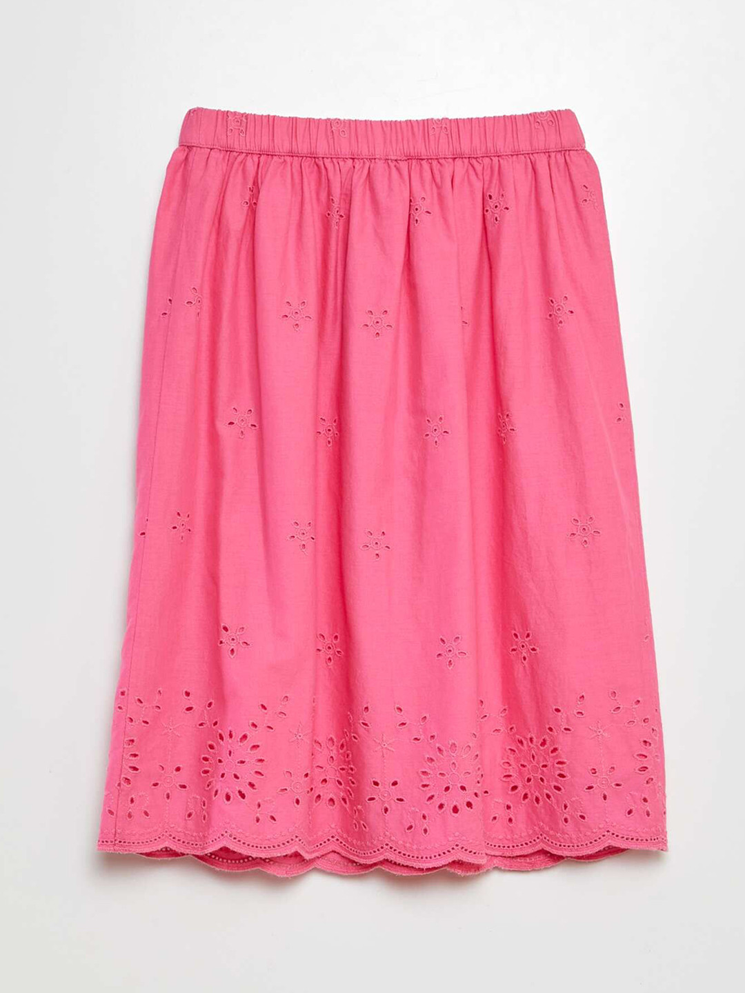 KIABI Girls Lace Patterned Pure Cotton A-Line Midi Skirt