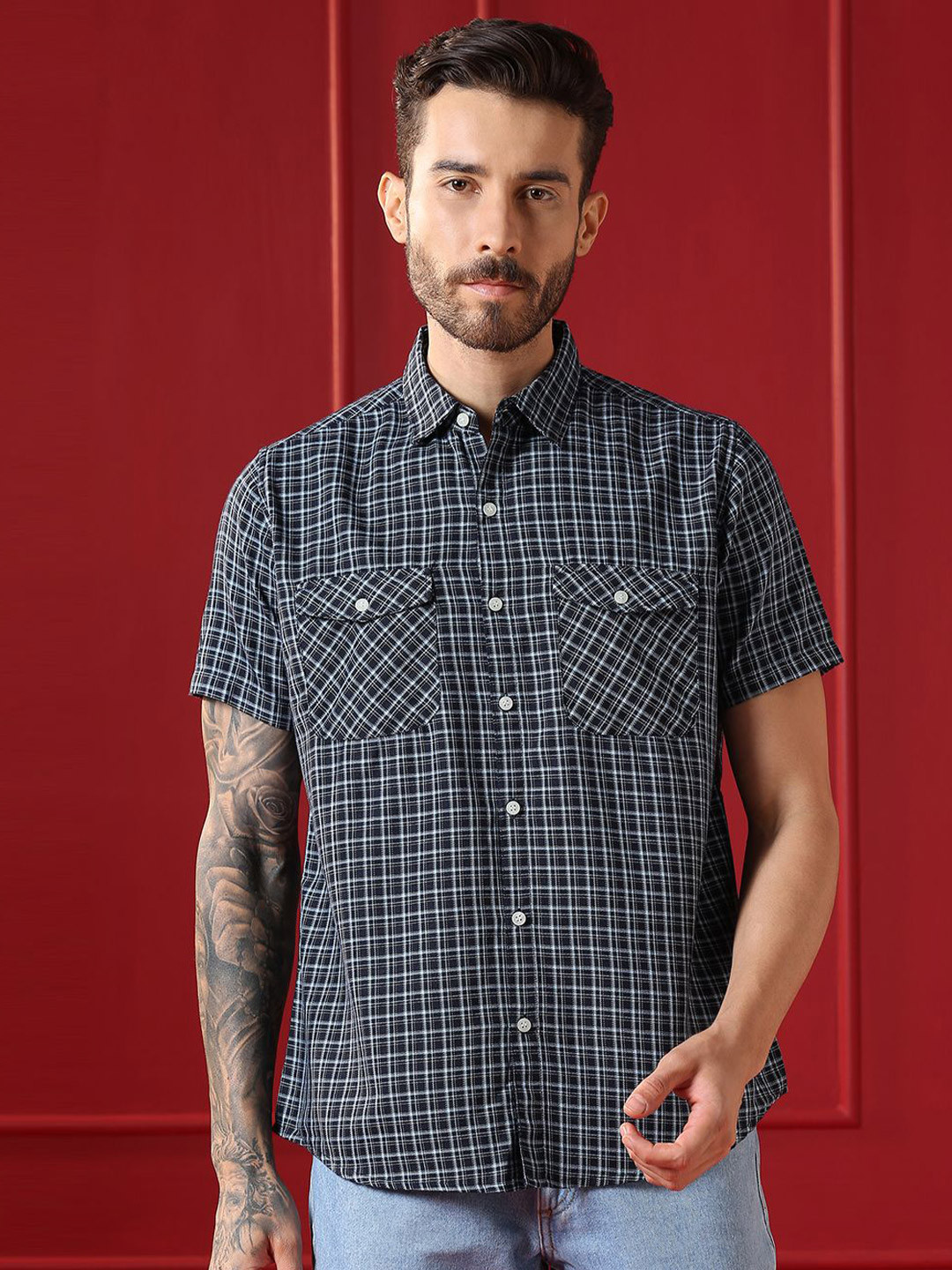 VALEN CLUB Men Checked Casual Shirt