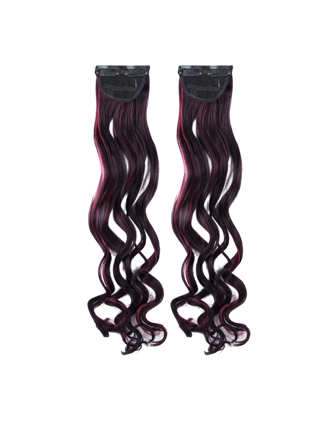 Stasia Street Set Of 2 Clip In Curly Locks Hair Extension - Burgundy - 20 Inch