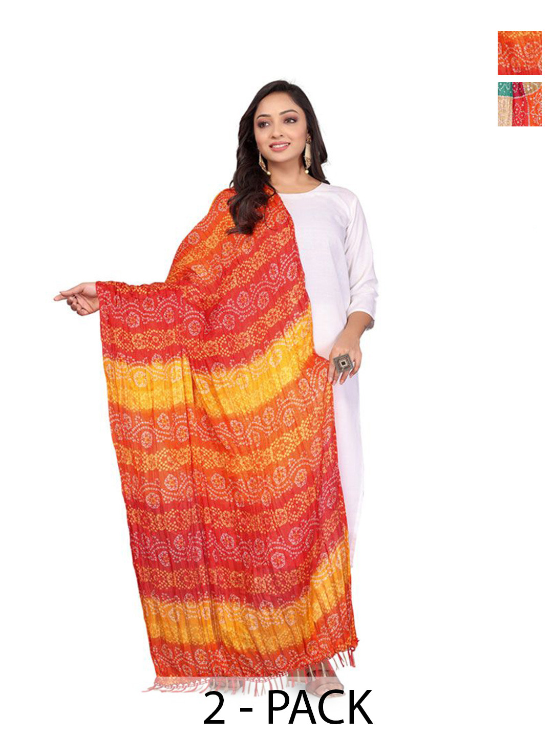 Moda Rapido Selection Of 2 Bandhani Printed Dupattas