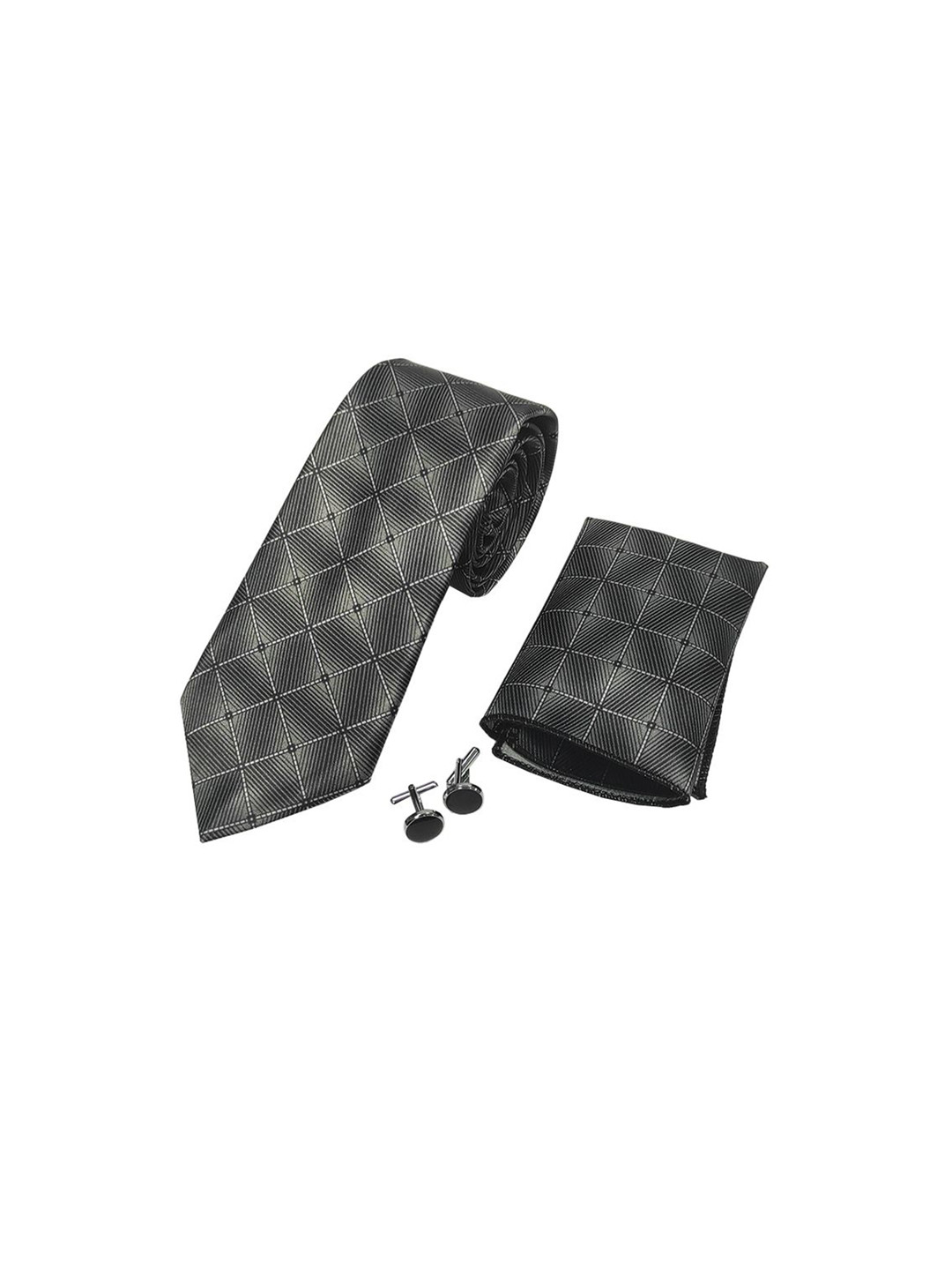 RARE COMBEE GROUP Men Accessory Gift Set of 3 Necktie with Pocket Square & Cufflinks