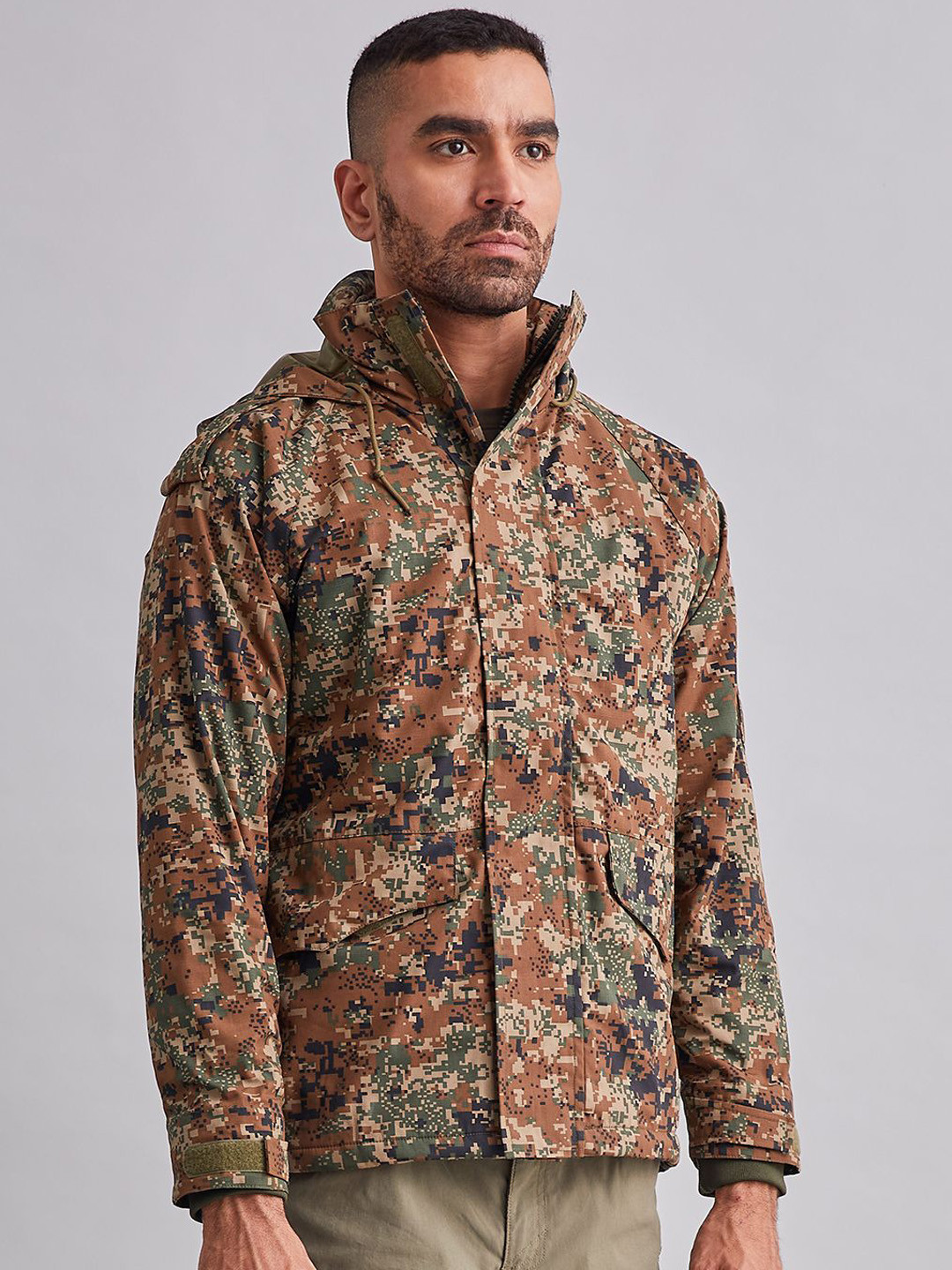 MOUNTMILLER Men's Camouflage Printed Ripstop Tactical 3 Layer Parkha Hooded Jacket
