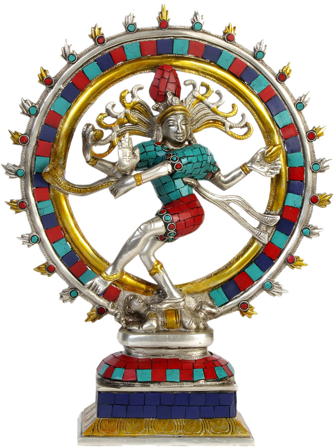 Exotic India Nataraja Gold Brass Metallic Prayer Room Hand Made Medium Showpiece - 13.5 Inches