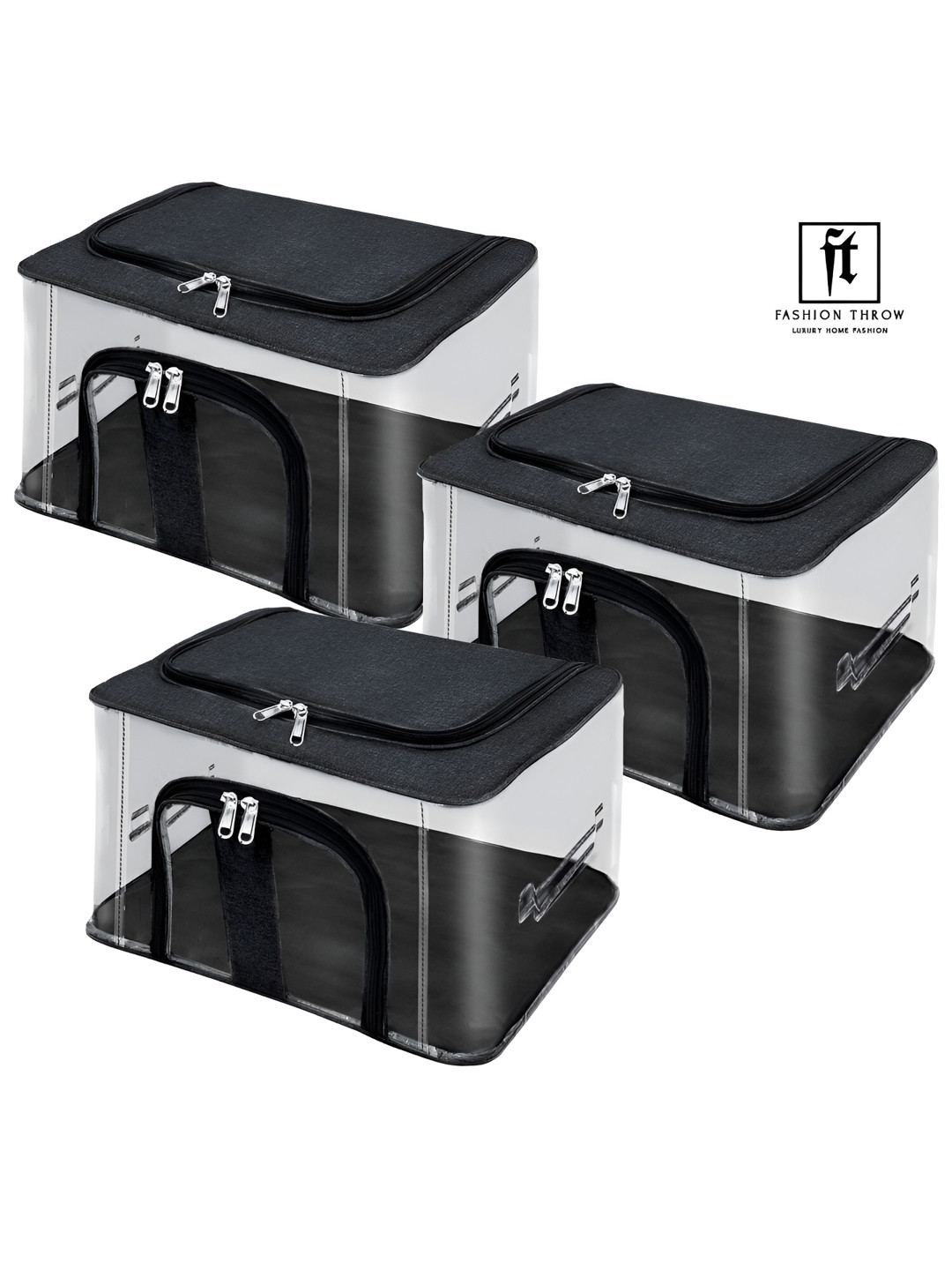 Fashion Throw Grey 3 Piece Super Strong Drawer Organisers