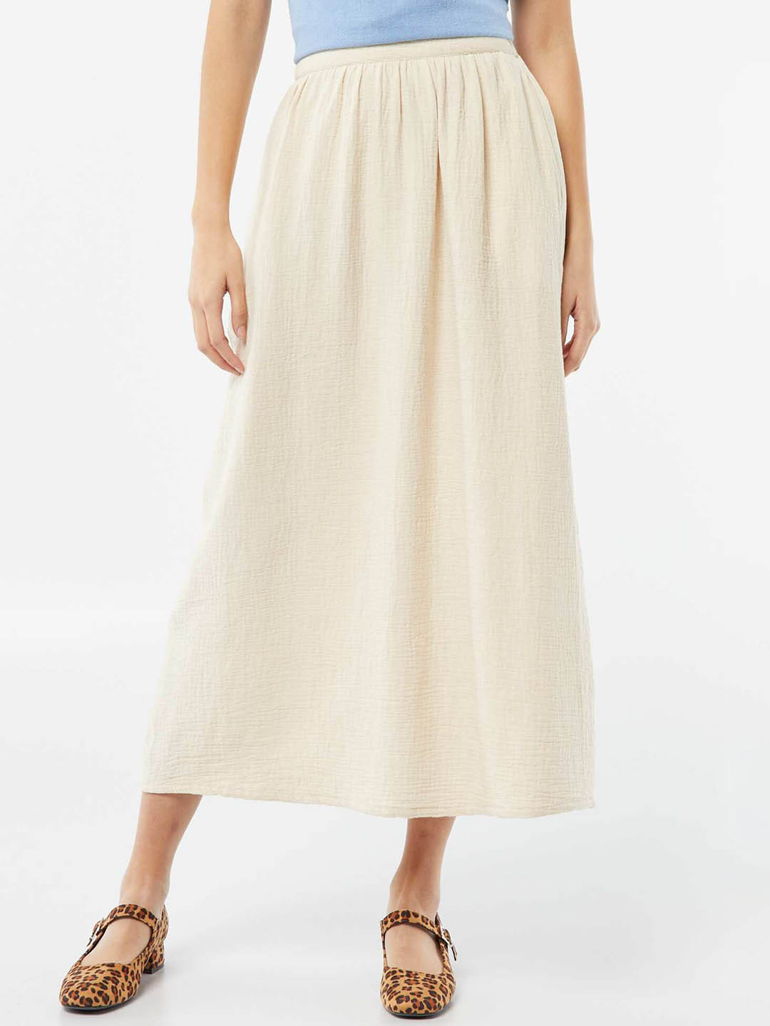KIABI High Waisted Pure Cotton Midi Skirt