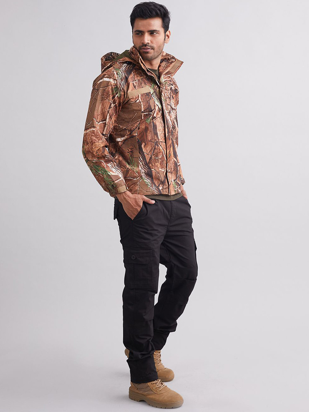 MOUNTMILLER Men's Camouflage Tree Airshell Hooded Tactical Wind Jacket