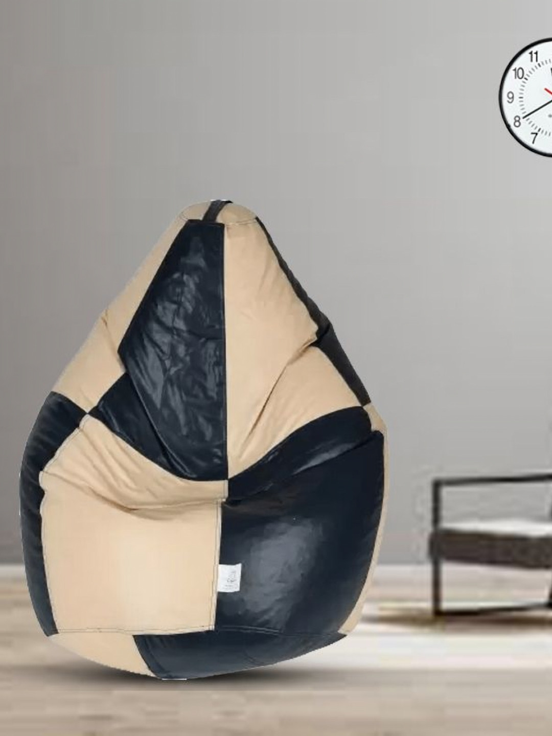 Coaster Shine Cream-Colored & Navy-Blue Color-Blocked Tear Drop Bean Bag Cover