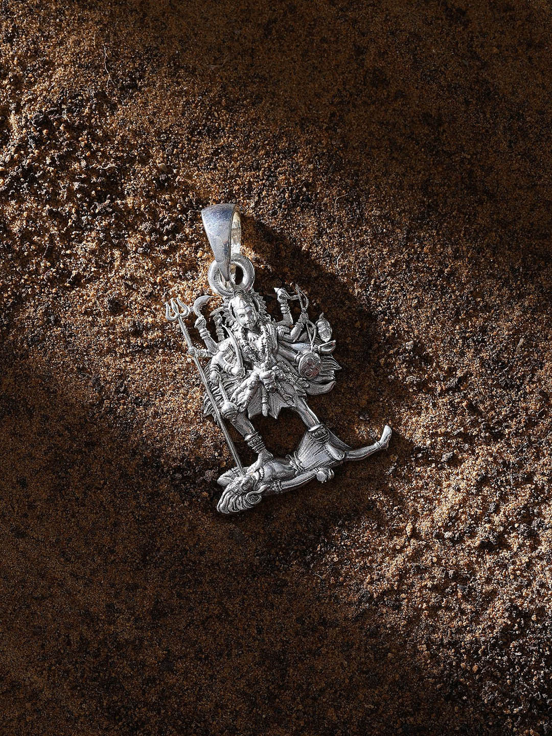Exotic India Sterling Silver Goddess Kali Pendant