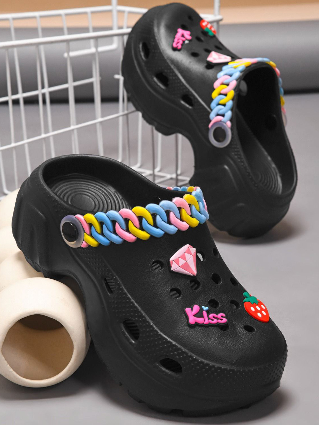 COGS Women Backstrap & Charms Chunky Clogs