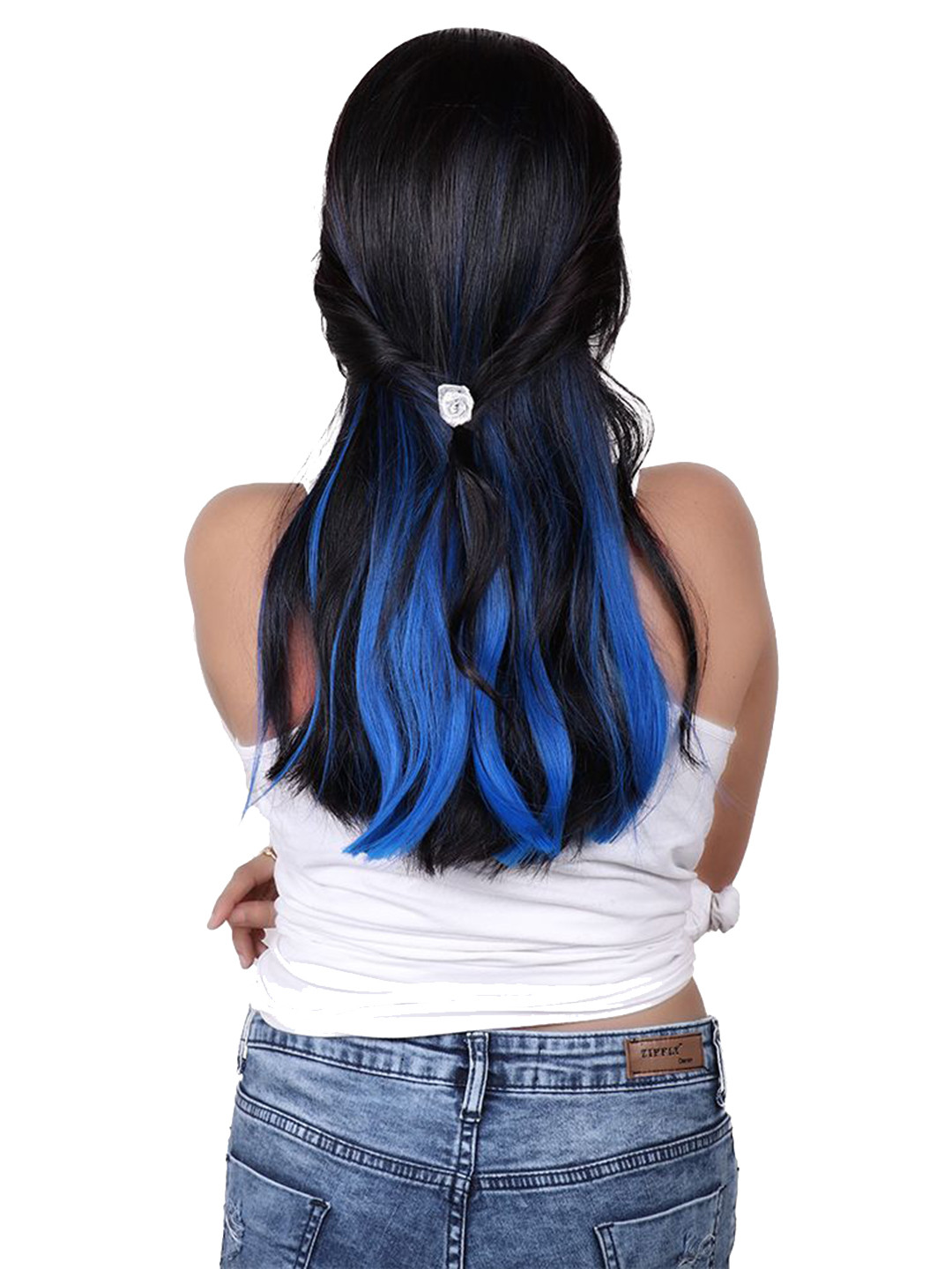 Stasia Street Clip In Wavy Scalp Topper Hair Extension- Blue - 20 Inch