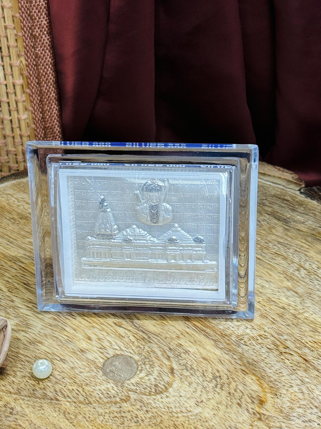 ABDESIGNS Silver Toned & Transparent Lord Ram Mandir Table Photo Frame
