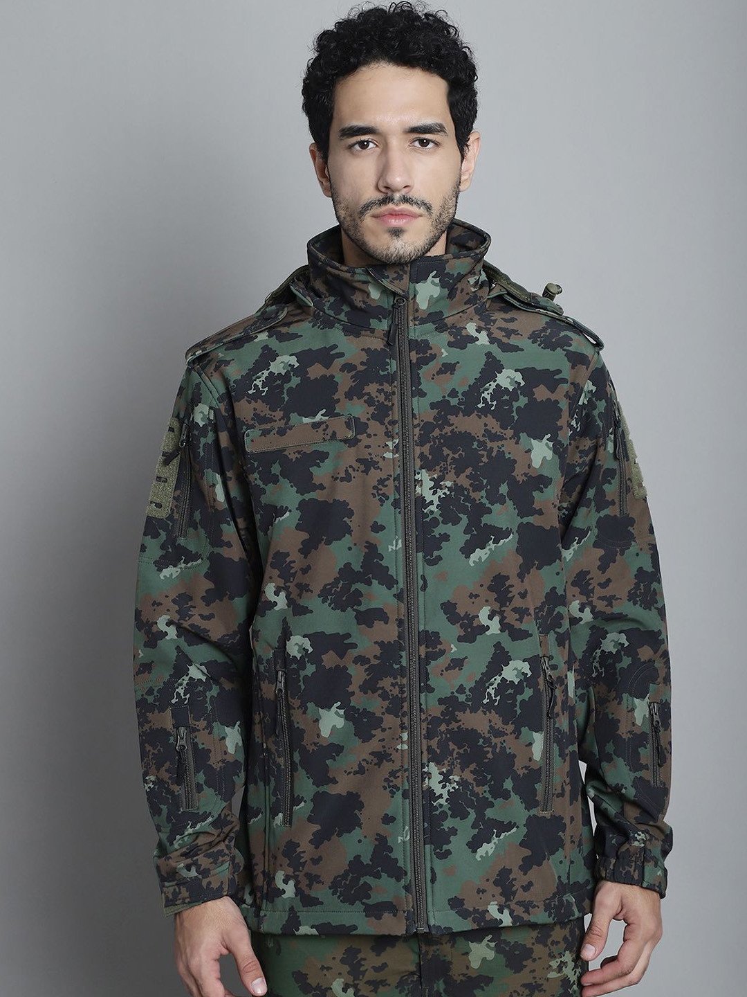 MOUNTMILLER Men's Camouflage 12 Zipper Soft Shell Dual Layered Ripstop Tactical Jacket