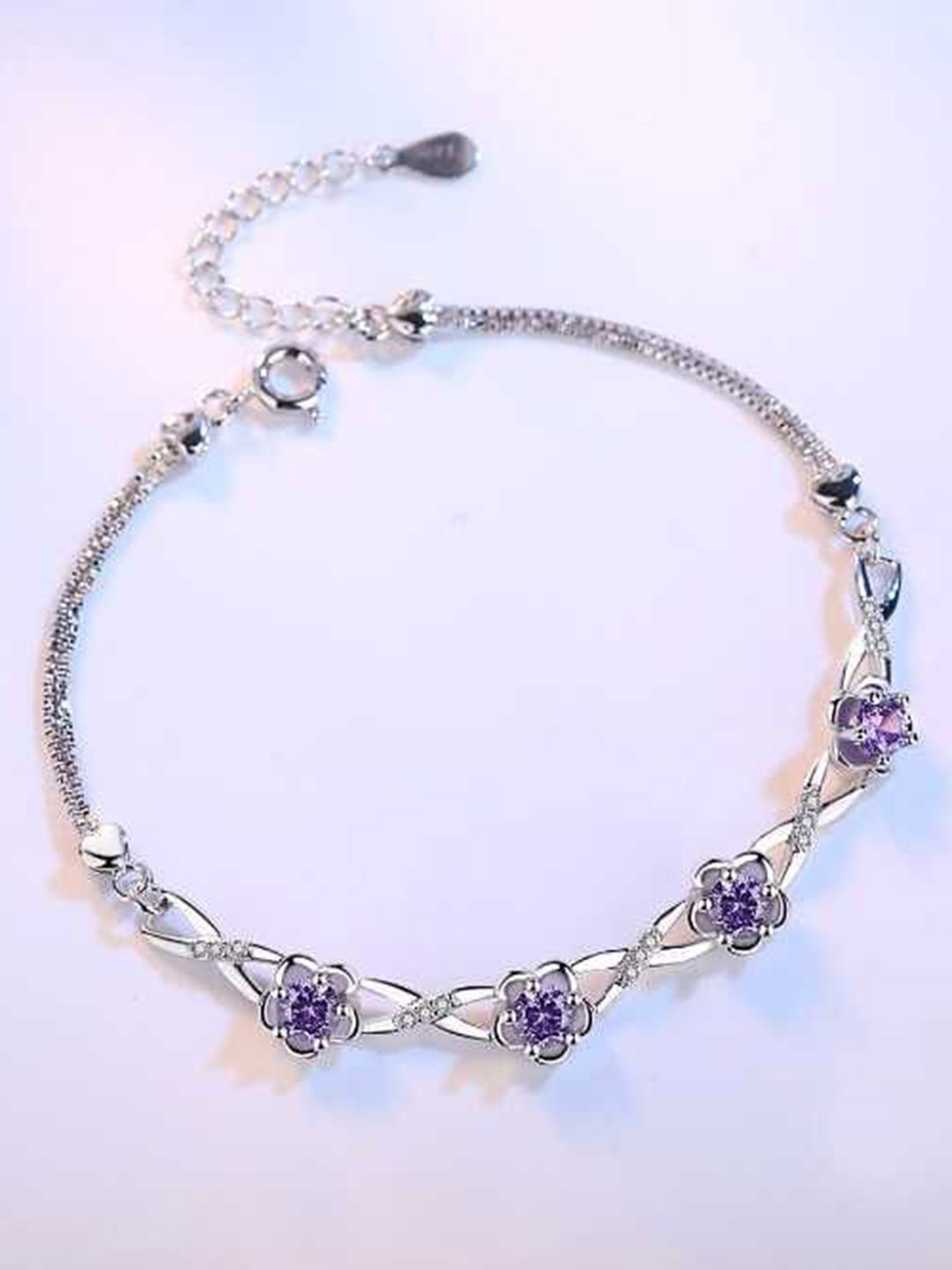 Bling Queen Stainless Steel Cubic Zirconia Studded Link Bracelet