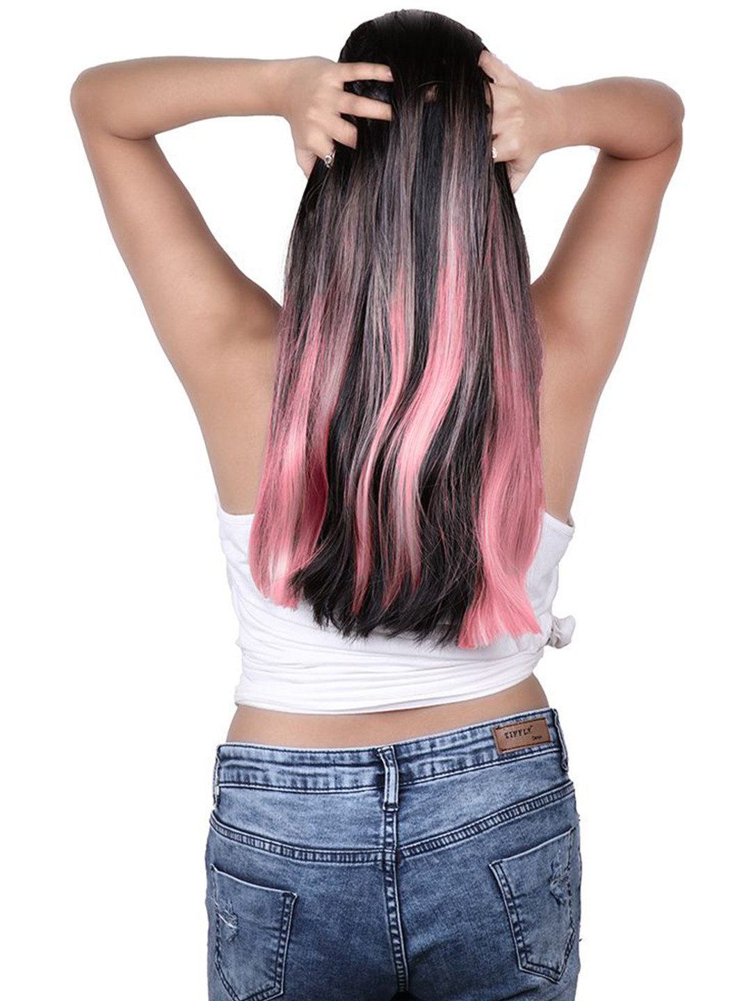 Stasia Street Clip In Straight Scalp Topper Hair Extension- Pink - 20 Inch