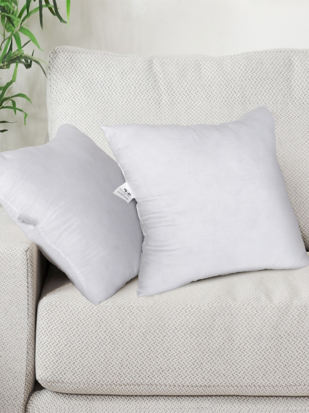 SH Creation and Handlooms 2Pcs White Square Shaped Pre-Filled Cushions
