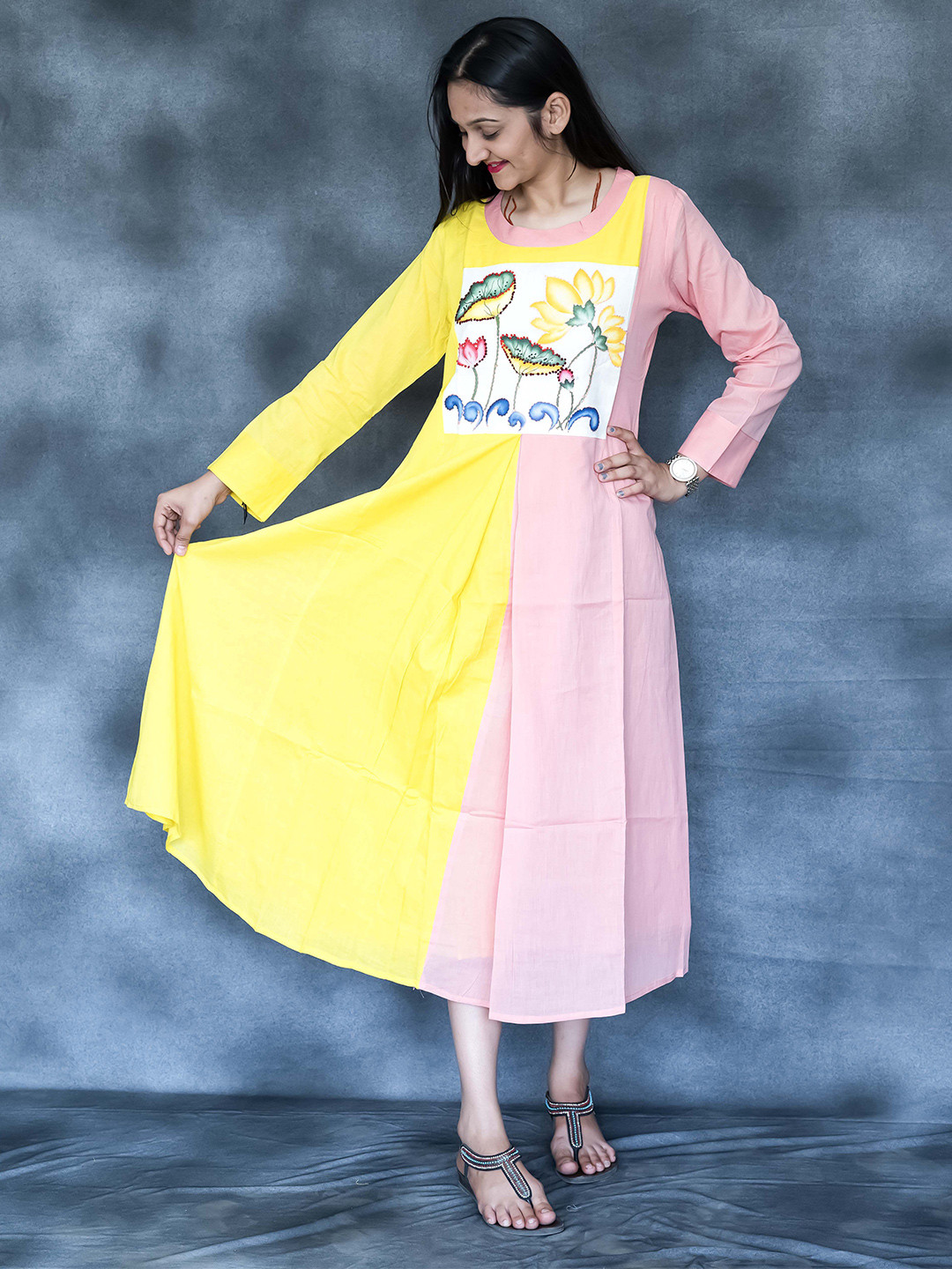 The Allure Attire Women Colourblocked Daily Cotton Straight Kurta