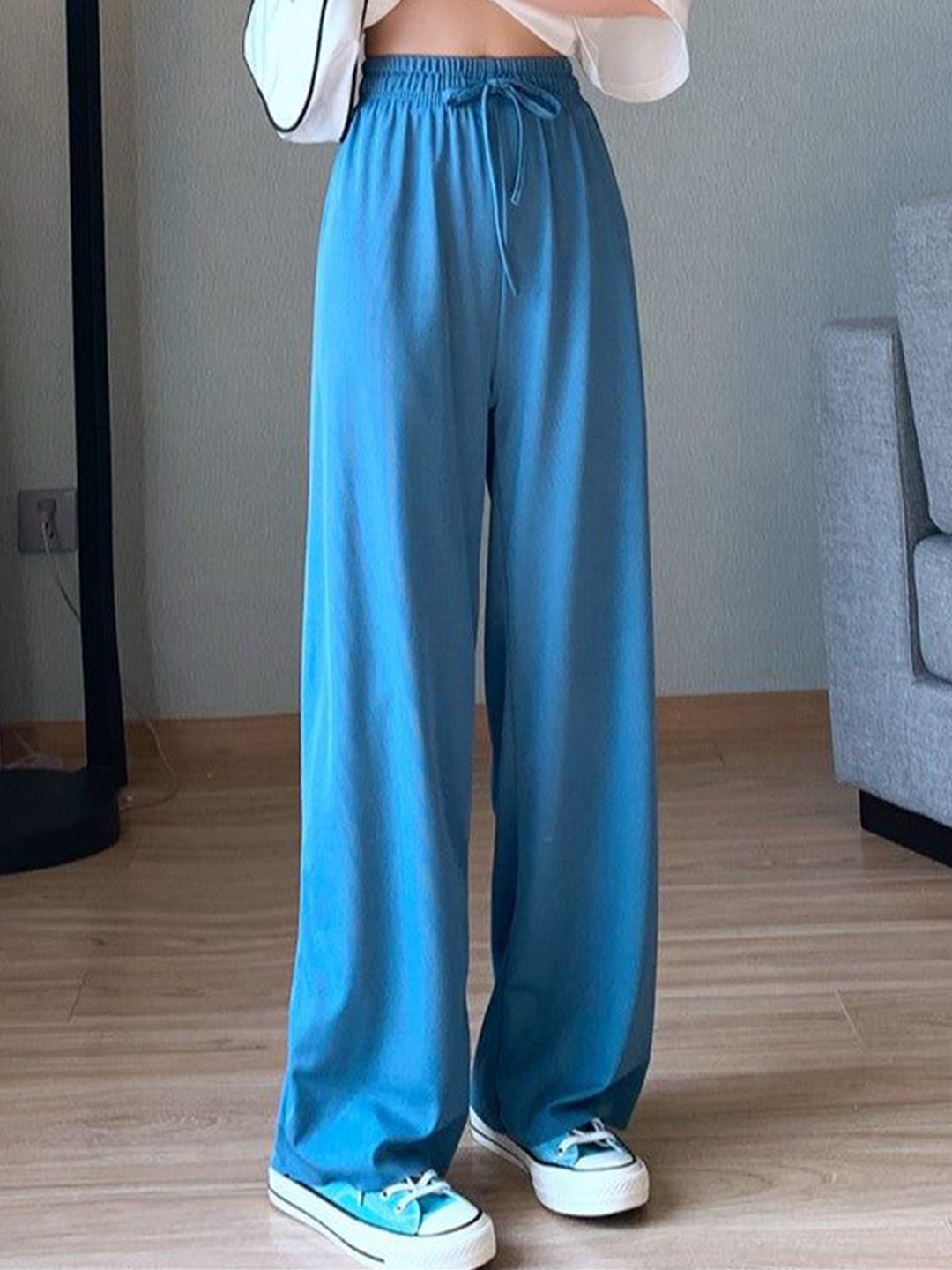 Outzidr Women Solid Basic Wide Leg Pants