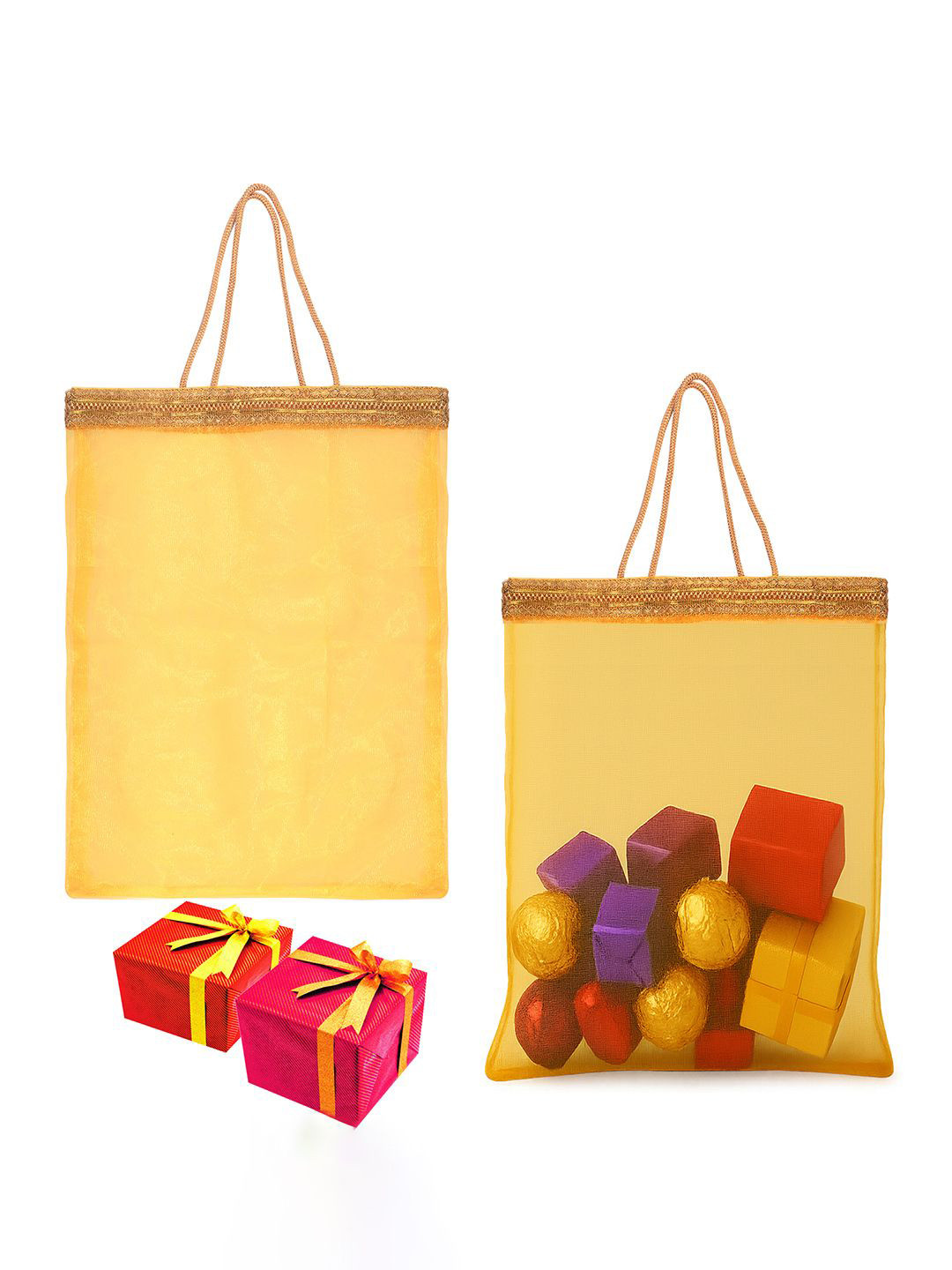 Kuber Industries Pack Of 2 Tissue Organza Shopper Tote Bags