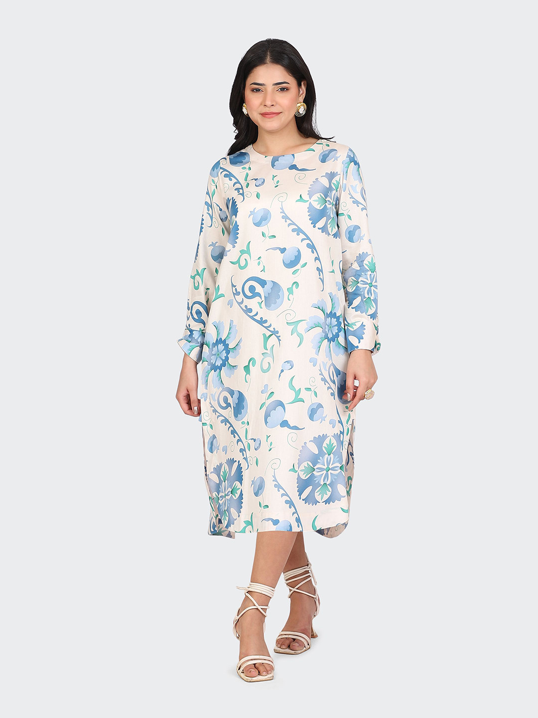 HUE & HIDE Women Tropical Print a line  Dress