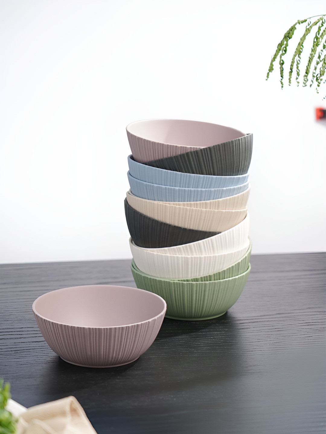 Vola Global LLP Grey 2 Pieces Porcelain Dishwasher and Microwave Safe Core Bowl