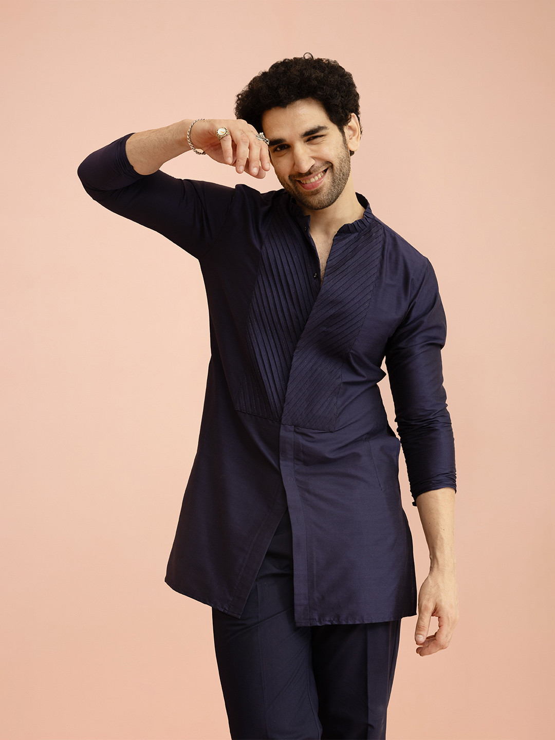 KISAH Yoke Design Pleating Front Open Kurta
