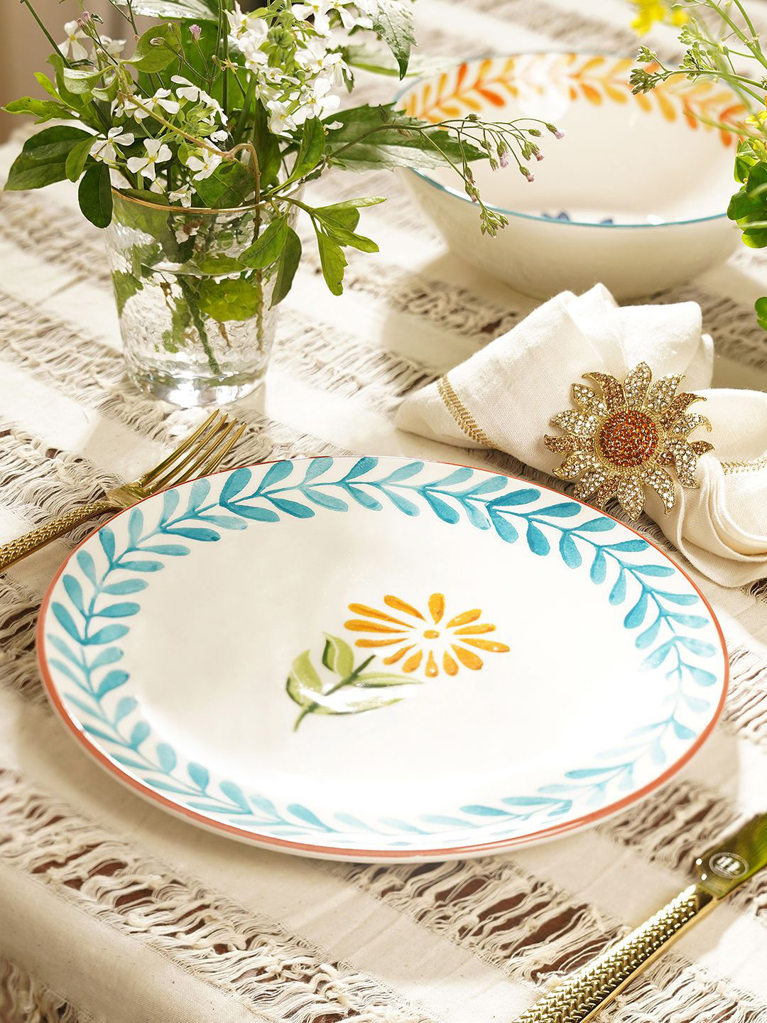 Pure Home and Living Blue & White Printed Ceramic Food Platter