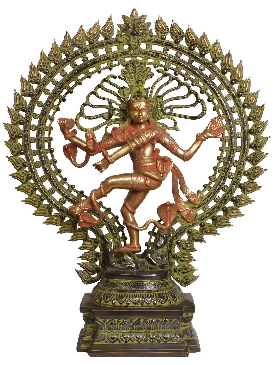 Exotic India Lord Shiva As Nataraja Gold Brass Metallic Prayer Room Hand-Crafted Medium Showpiece - 28 Inches