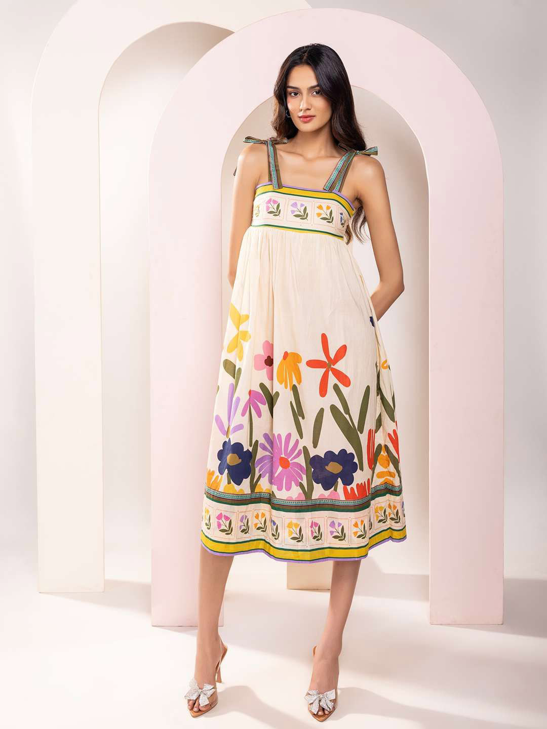 POPPI Women Folk Printed Strappy Midi Dress