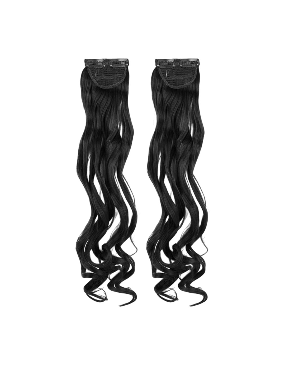 Stasia Street Set Of 2 Clip-In Curly Side Patch Hair Extension - Black - 18 Inches