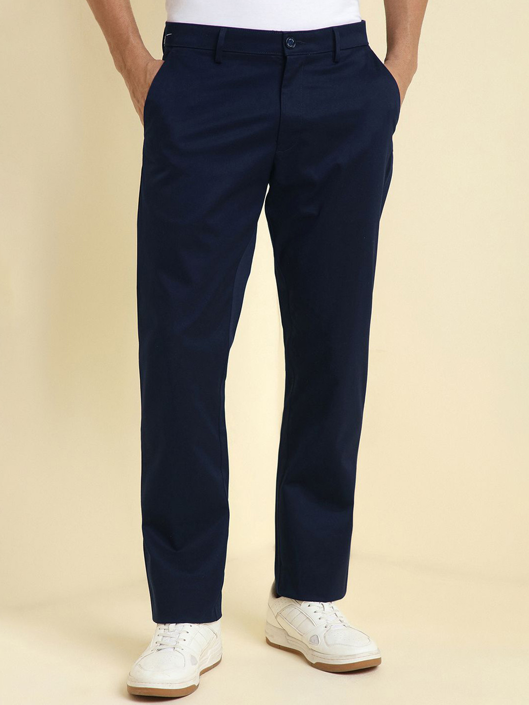 Allen Solly Men Navy Solid Casual Trousers