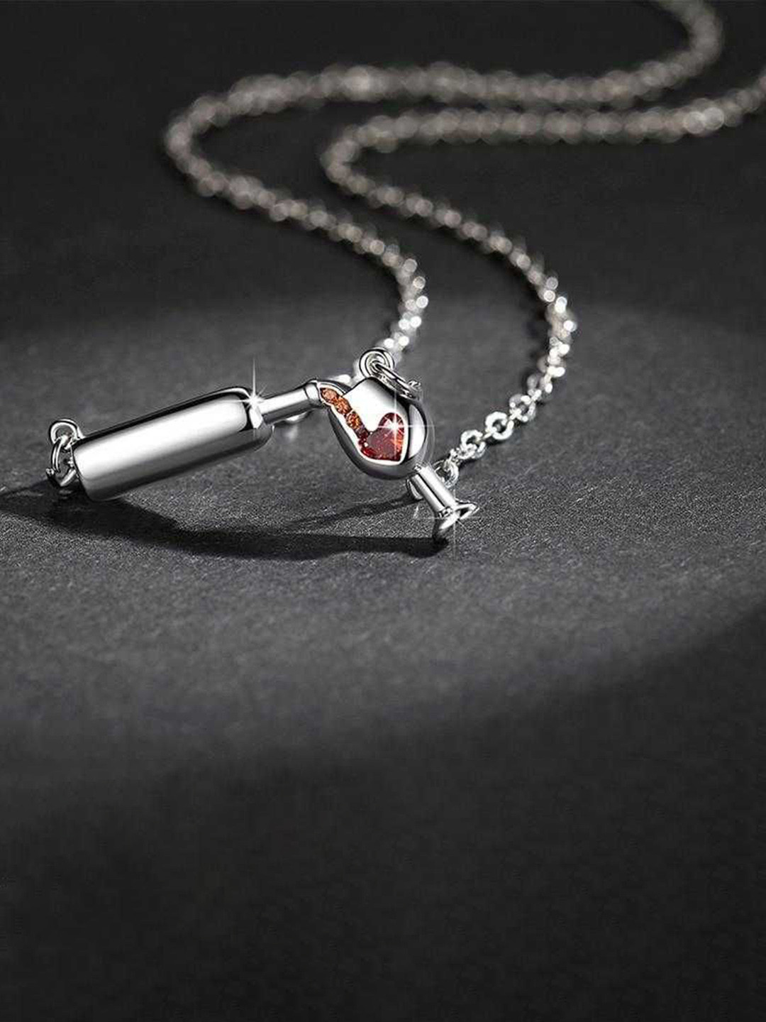 Bling Queen Cubic Zirconia Studded Wine And A Heart Chain