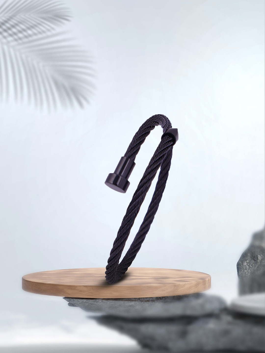 Adwitiya Collection Stainless Steel Cable Cuff Bracelet