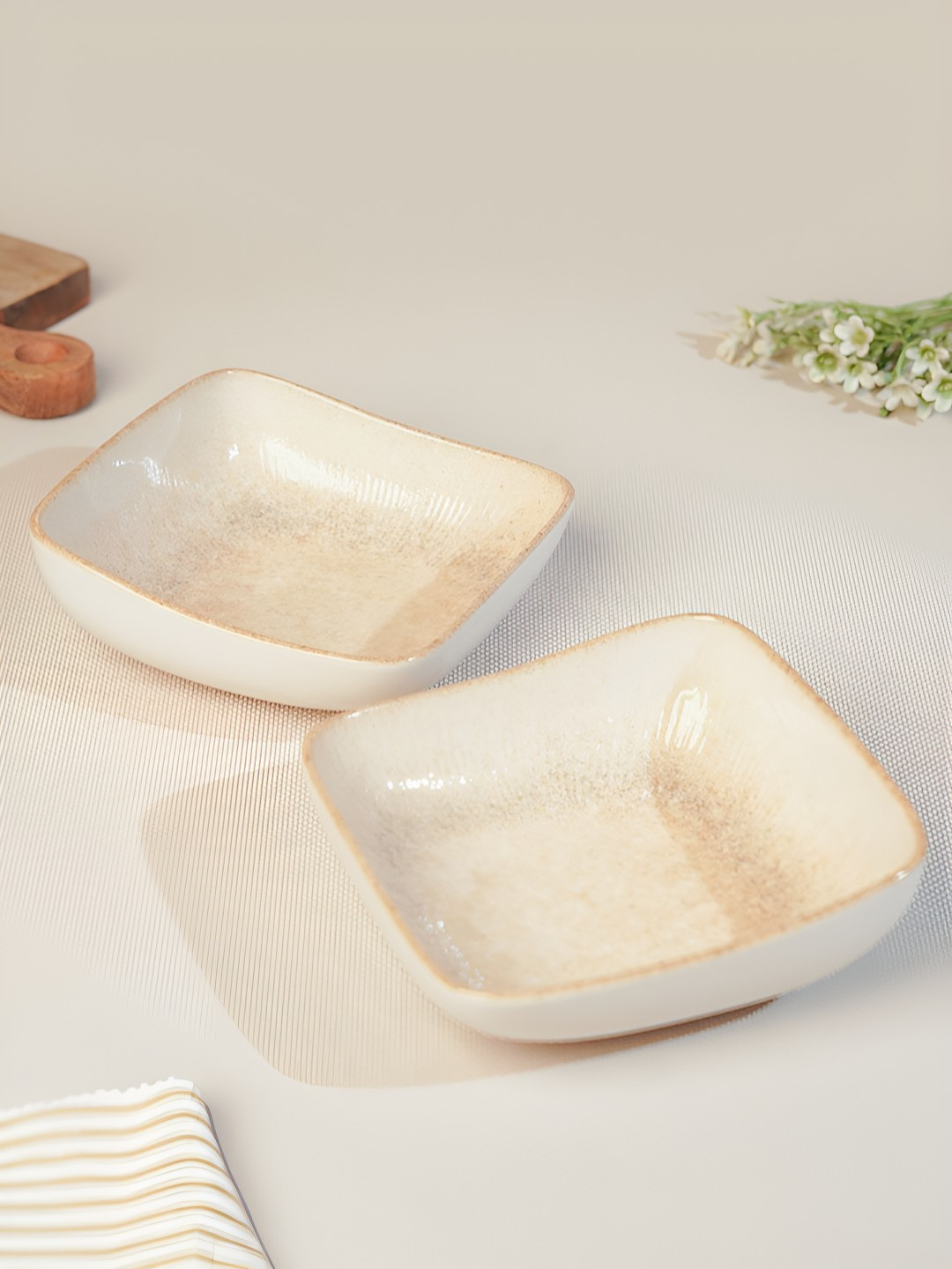 Vola Global LLP Yellow 2 Pieces Porcelain Dishwasher and Microwave Safe Core Bowl