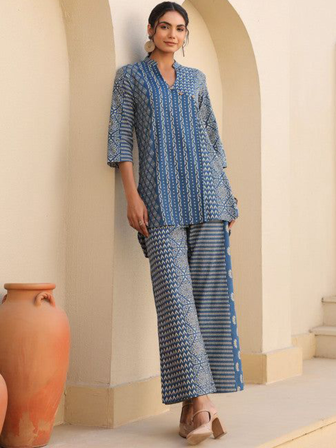 Ziva Fashion BOHO Style Printed Tunic With Palazzo CO-Ords